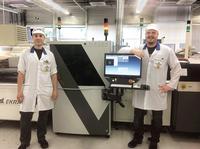 Mathias Jerger (left) and Nico Schmid support the AOI systems at Marquardt. They have integrated the Viscom S3088 SPI system for 3D solder paste inspection